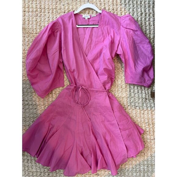 NWOT Rhode Rosie puff sleeve wrap dress, prism pink, $375 - Picture 2 of 9